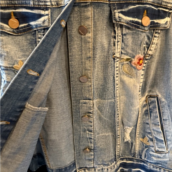 Jou Jou Light Blue Jean Jacket with Floral Embroidery - Picture 7 of 8